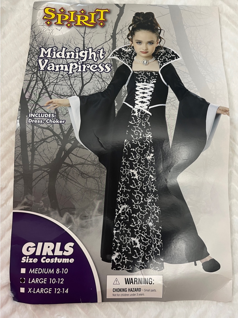 Girls Midnight Vampiress Costume Spirit Halloween size large vampire
